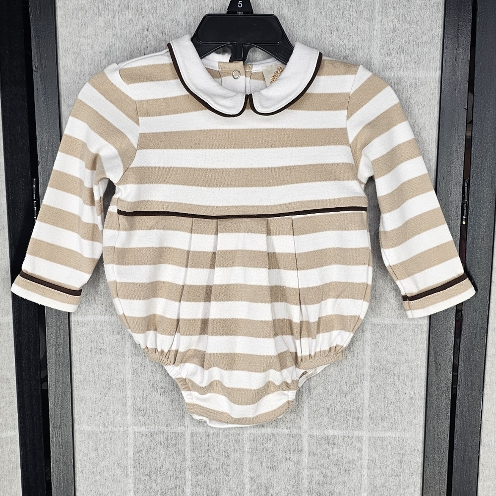 TBBC Bubble Rompers size 6-12 months brown/white